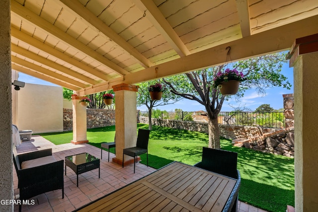 view of patio featuring a fenced backyard