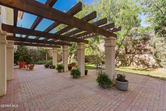 view of patio / terrace with a pergola