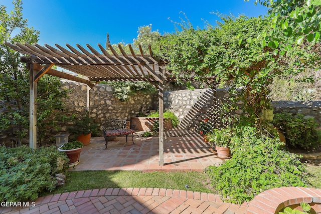 view of patio with a pergola