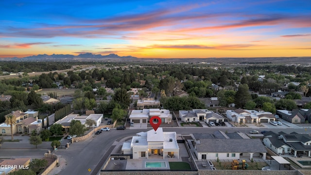 bird's eye view with a mountain view and a residential view