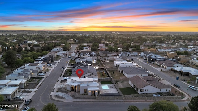 drone / aerial view with a residential view