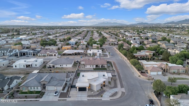 aerial view with a residential view and a mountain view