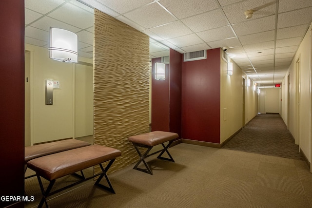 1800 N Stanton Unit 502, El Paso, TX 79902 - corridor featuring visible vents, a drop ceiling, and carpet