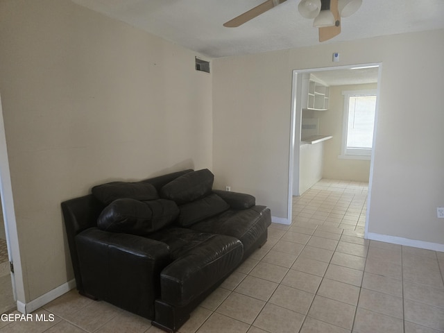 632 Mauer Rd, El Paso, TX 79915 - living room with light tile patterned floors and ceiling fan
