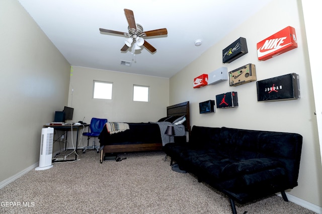 14700 Alton Oaks, El Paso, TX 79938 - living area with ceiling fan, visible vents, baseboards, and carpet