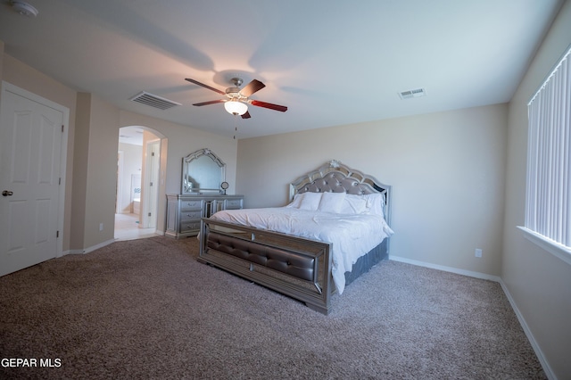 14700 Alton Oaks, El Paso, TX 79938 - carpeted bedroom with arched walkways, baseboards, and visible vents