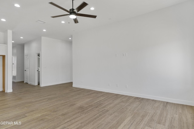 3780 Surmise St, El Paso, TX 79938 - unfurnished room featuring ceiling fan, light wood-style floors, recessed lighting, and baseboards