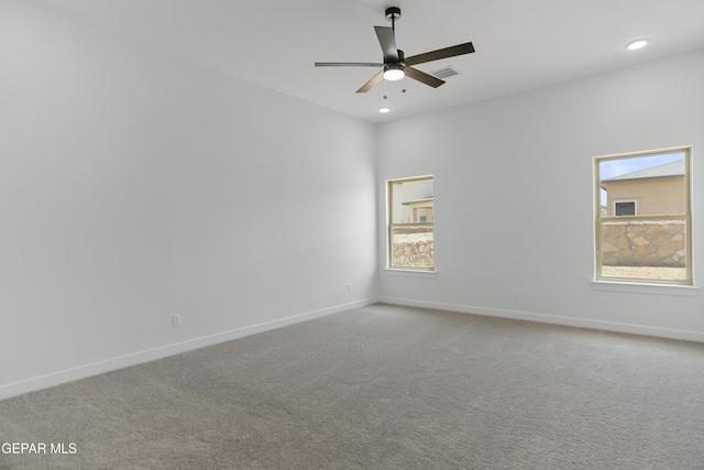 3780 Surmise St, El Paso, TX 79938 - unfurnished room featuring baseboards, light colored carpet, a ceiling fan, healthy amount of natural light, and recessed lighting