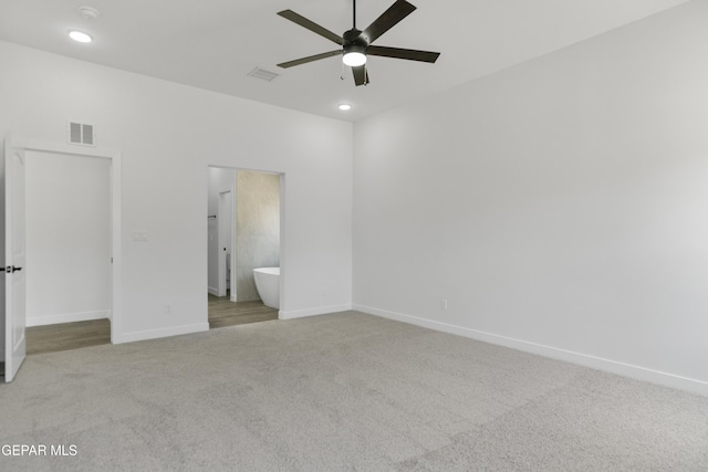 3780 Surmise St, El Paso, TX 79938 - unfurnished bedroom featuring carpet flooring, baseboards, recessed lighting, ensuite bath, and ceiling fan