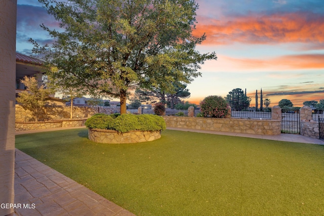 view of property's community with a gate, a yard, and fence private yard