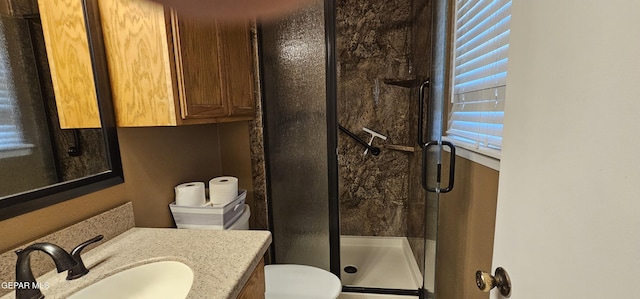 2704 Gaston Dr, El Paso, TX 79935 - full bath with a stall shower, toilet, and vanity