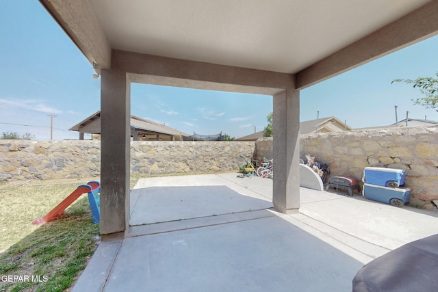 view of patio featuring a fenced backyard