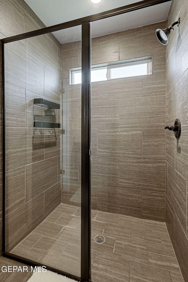 full bathroom with a shower stall and plenty of natural light