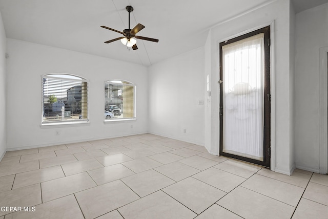 14218 Charles Pollock Ave, El Paso, TX 79938 - empty room featuring a ceiling fan and light tile patterned floors