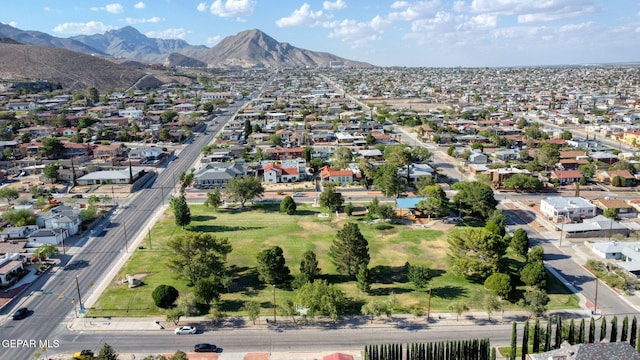 bird's eye view with a residential view and a mountain view