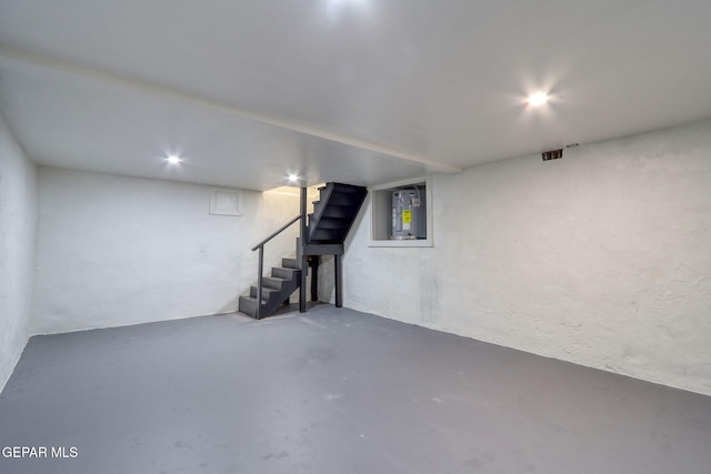 finished basement with stairs