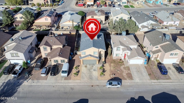 aerial view with a residential view