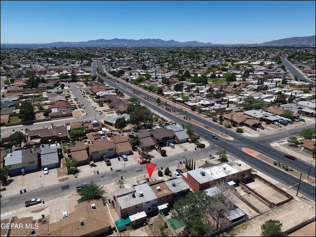 birds eye view of property featuring a residential view and a mountain view