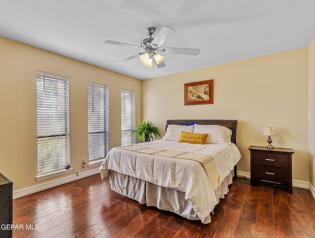 5673 Upper Valley Rd, El Paso, TX 79932 - bedroom with baseboards, hardwood / wood-style flooring, and ceiling fan