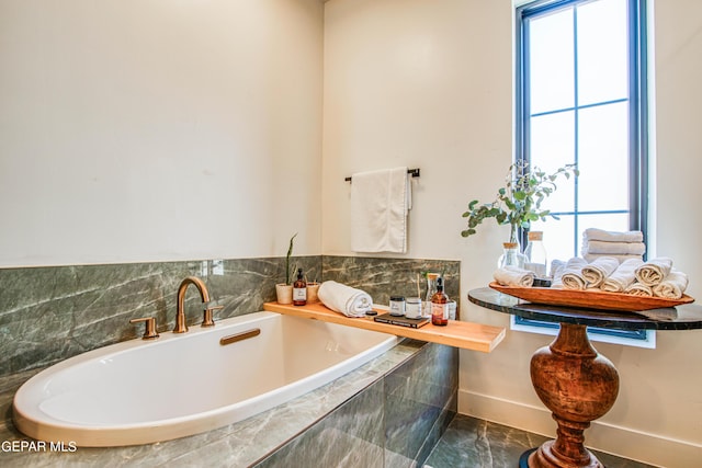 full bathroom with a garden tub