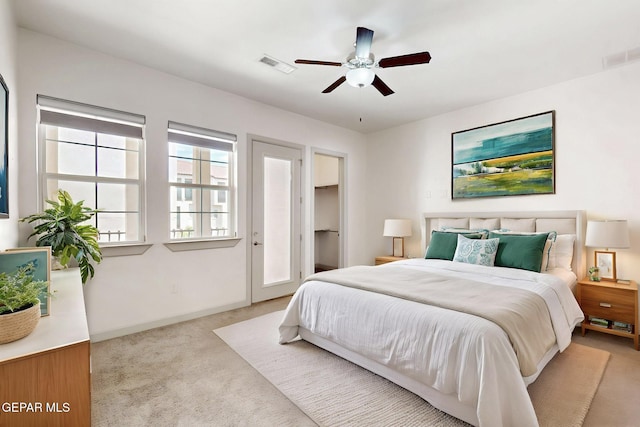 337 Vin Almoradi Ct, El Paso, TX 79912 - bedroom with visible vents, ceiling fan, light carpet, and baseboards