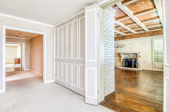 6041 Torrey Pines Dr, El Paso, TX 79912 - corridor with ornamental molding, baseboards, and wood-type flooring
