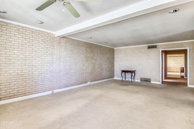 6041 Torrey Pines Dr, El Paso, TX 79912 - empty room featuring visible vents, baseboards, a ceiling fan, and carpet floors