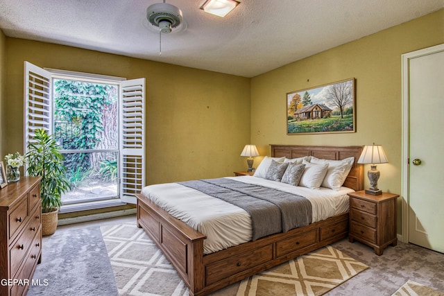 6041 Torrey Pines Dr, El Paso, TX 79912 - bedroom featuring a textured ceiling and light colored carpet