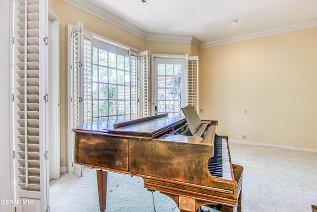 6041 Torrey Pines Dr, El Paso, TX 79912 - sitting room with crown molding, carpet, and baseboards