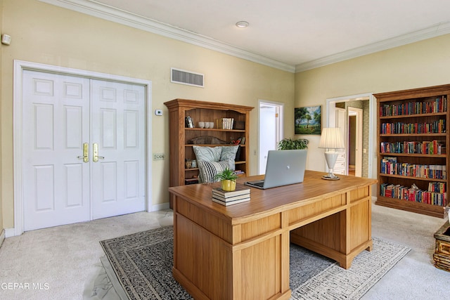 6041 Torrey Pines Dr, El Paso, TX 79912 - office space featuring visible vents, crown molding, and light colored carpet