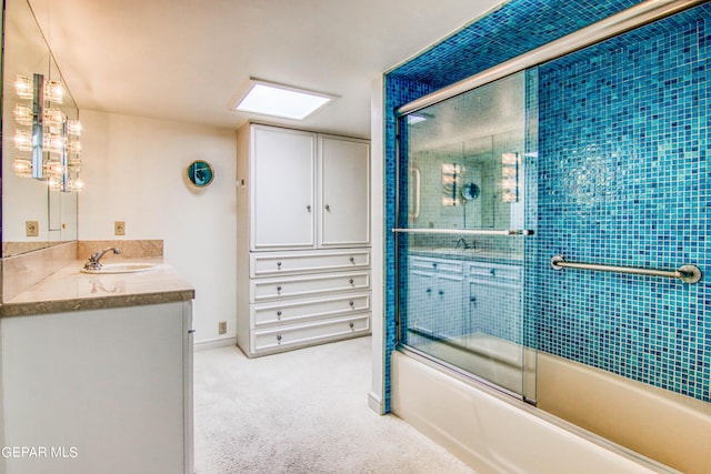 6041 Torrey Pines Dr, El Paso, TX 79912 - full bathroom featuring bath / shower combo with glass door and vanity