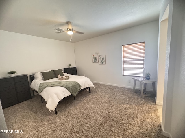 1725 Eased St, El Paso, TX 79928 - carpeted bedroom featuring baseboards, visible vents, and ceiling fan