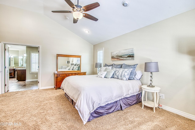 bedroom with baseboards, light colored carpet, and multiple windows
