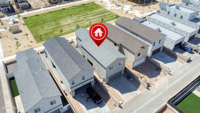 bird's eye view with a residential view