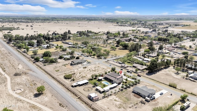 drone / aerial view with a desert view