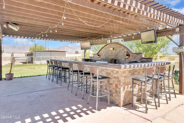view of patio featuring outdoor wet bar