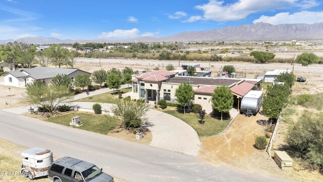 aerial view with a mountain view