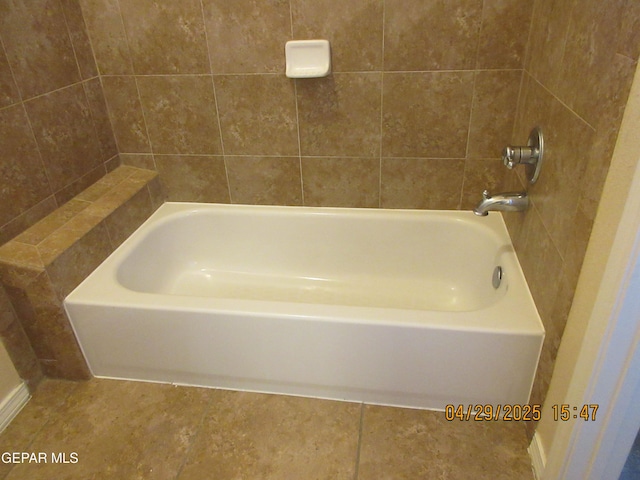 11233 Red Barrel Pl, El Paso, TX 79934 - bathroom featuring a tub to relax in, walk in shower, and tile patterned flooring