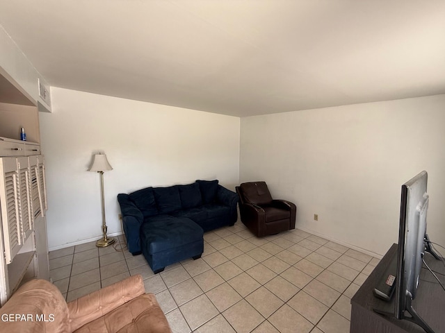 living room featuring light tile patterned floors
