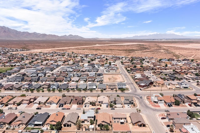 bird's eye view featuring a mountain view and a residential view