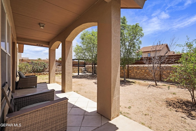 view of patio with a fenced backyard