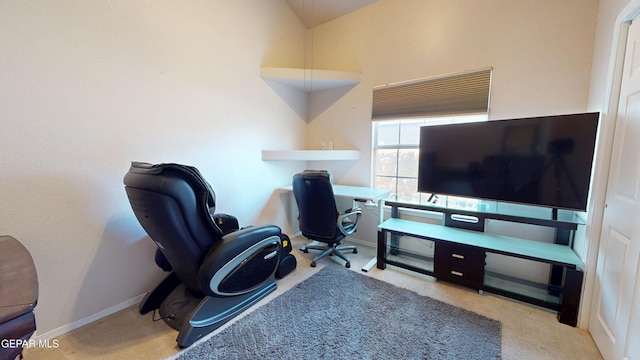 2088 Crystal Ridge St, El Paso, TX 79938 - carpeted office space with baseboards and lofted ceiling