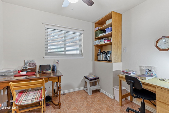 316 Garden Grove Ln, El Paso, TX 79912 - home office with ceiling fan and baseboards