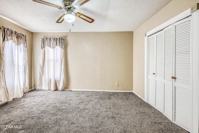 11144 Perlette St, Socorro, TX 79927 - unfurnished bedroom with a closet, a ceiling fan, carpet floors, and baseboards