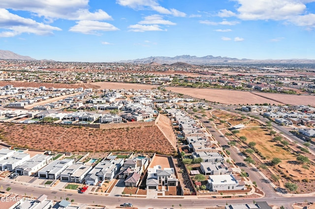 bird's eye view with a mountain view and a residential view
