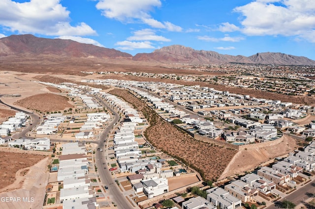 drone / aerial view with a mountain view and a residential view