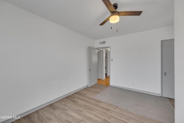 1003 Alethea Park Dr, El Paso, TX 79902 - unfurnished room featuring baseboards, a ceiling fan, light wood-type flooring, and visible vents