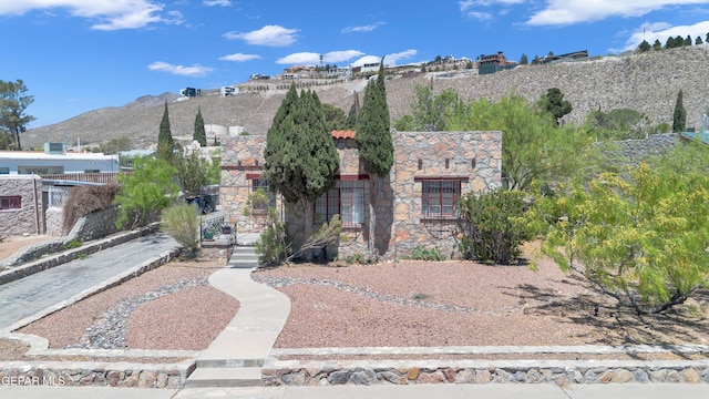 1003 Alethea Park Dr, El Paso, TX 79902 - english style home featuring a mountain view and stone siding