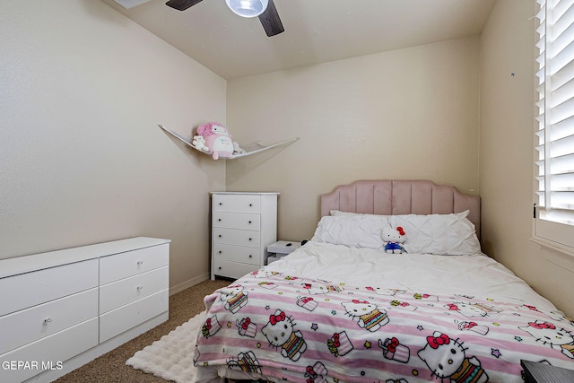bedroom with carpet and ceiling fan