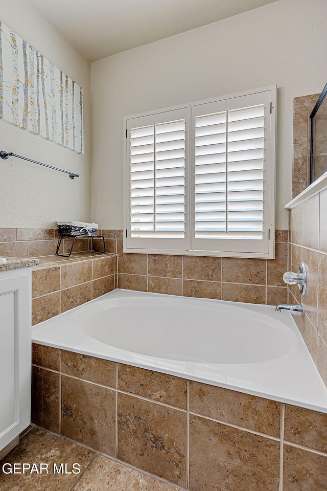 bathroom featuring a garden tub